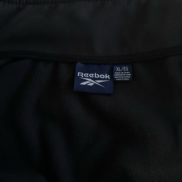 Reebok Full Zip Up Logo Jacket Black XLarge Pockets Mixed Media Athleisure NWOT - Picture 2 of 13